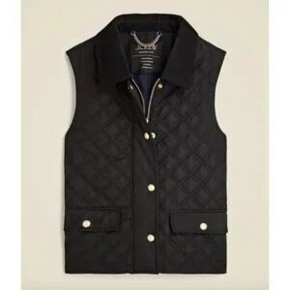 J. Crew Quilted Barn Vest  Black Size S NWT - Picture 1 of 16